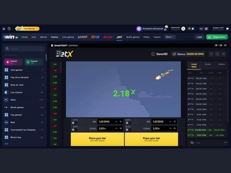 Vantagens da demonstração JetX