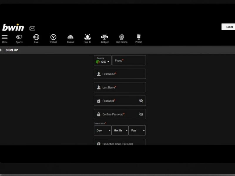 Registo no Bwin Casino